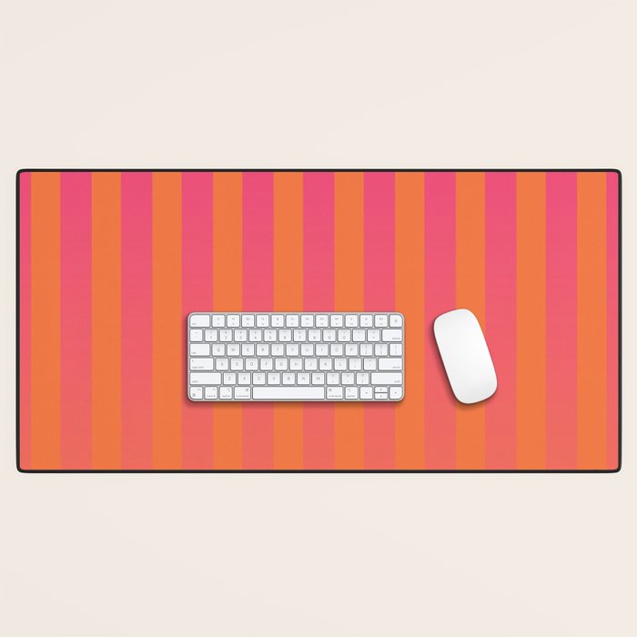 Dreamy Future Stripes Hot Pink and Orange Gradient Ombre Pattern Desk Mat Gallery Image 1