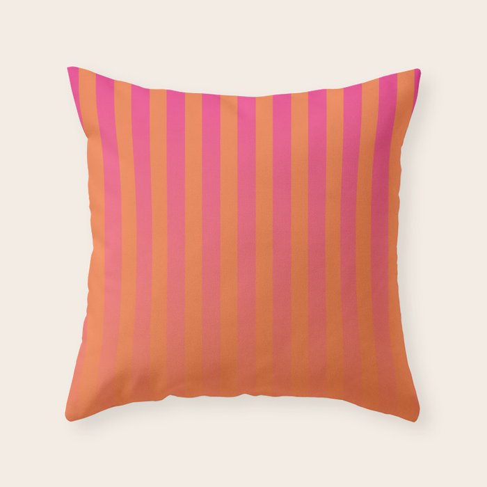 Dreamy Future Stripes Hot Pink and Orange Gradient Ombre Pattern Throw Pillow Gallery Image 6