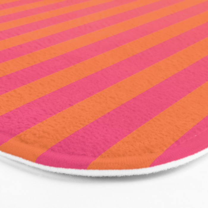Dreamy Future Stripes Hot Pink and Orange Gradient Ombre Pattern Bath Mat Gallery Image 3