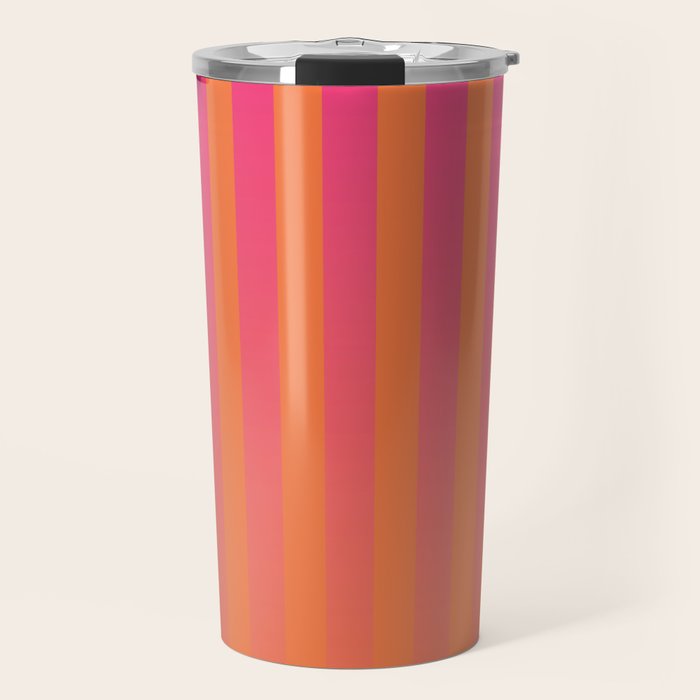 Dreamy Future Stripes Hot Pink and Orange Gradient Ombre Pattern Travel Mug Gallery Image 1