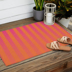 Dreamy Future Stripes Hot Pink and Orange Gradient Ombre Pattern Outdoor Rug Gallery Image 2