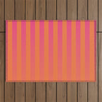 Dreamy Future Stripes Hot Pink and Orange Gradient Ombre Pattern Outdoor Rug Gallery Image 1