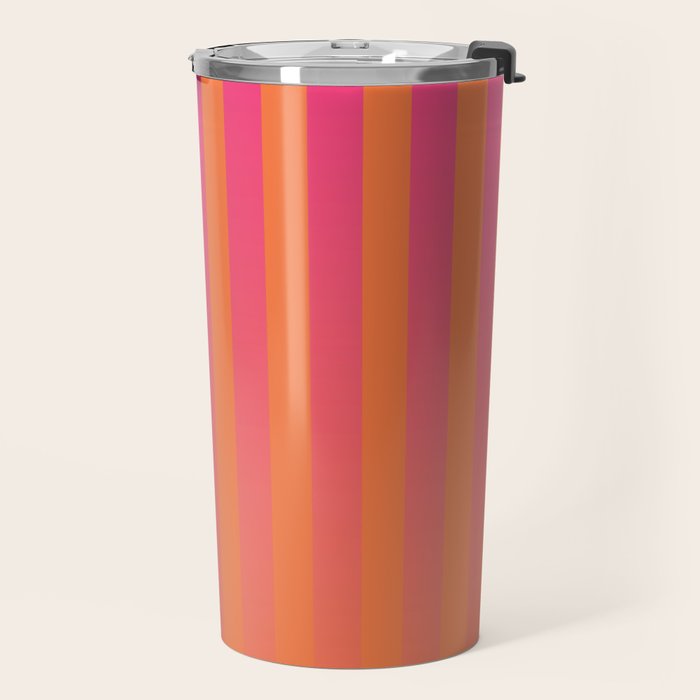 Dreamy Future Stripes Hot Pink and Orange Gradient Ombre Pattern Travel Mug Gallery Image 2