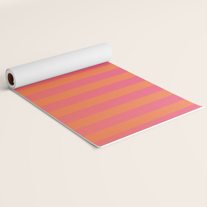 Dreamy Future Stripes Hot Pink and Orange Gradient Ombre Pattern Yoga Mat Gallery Image 2