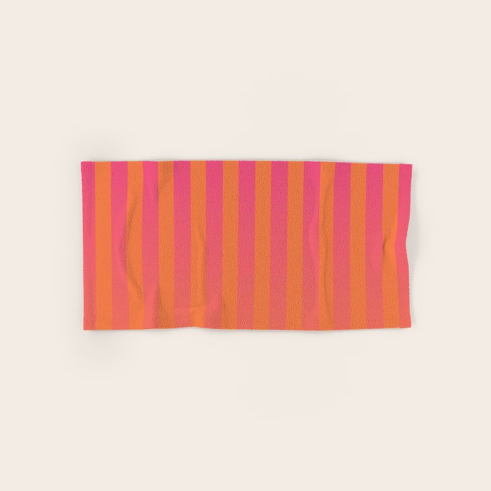 Dreamy Future Stripes Hot Pink and Orange Gradient Ombre Pattern Bath Towel Gallery Image 1