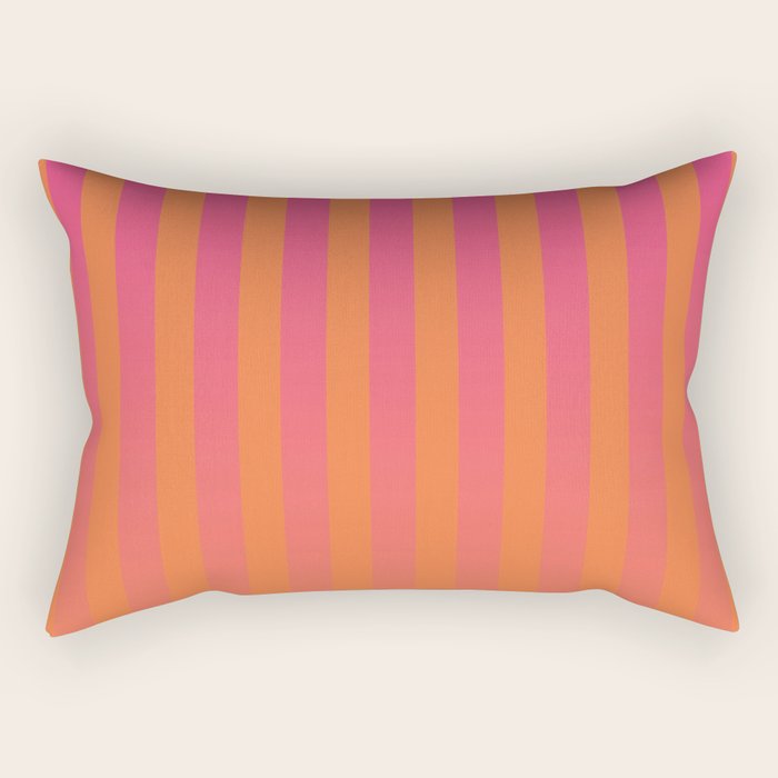 Dreamy Future Stripes Hot Pink and Orange Gradient Ombre Pattern Rectangular Pillow Gallery Image 2