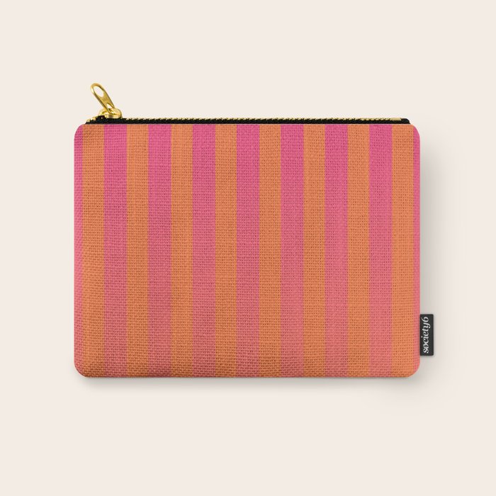 Dreamy Future Stripes Hot Pink and Orange Gradient Ombre Pattern Carry All Pouch Gallery Image 1
