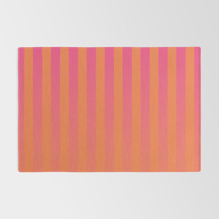 Dreamy Future Stripes Hot Pink and Orange Gradient Ombre Pattern Rug Gallery Image 2