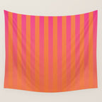 Dreamy Future Stripes Hot Pink and Orange Gradient Ombre Pattern Wall Tapestry Gallery Image 4