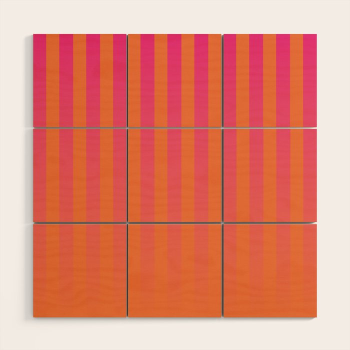 Dreamy Future Stripes Hot Pink and Orange Gradient Ombre Pattern Wood Wall Art Gallery Image 1
