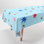 Celestial Star Twinkle in Sky Blue Watercolor Tablecloth Gallery Image 1