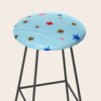 Celestial Star Twinkle in Sky Blue Watercolor Stool Gallery Image 2