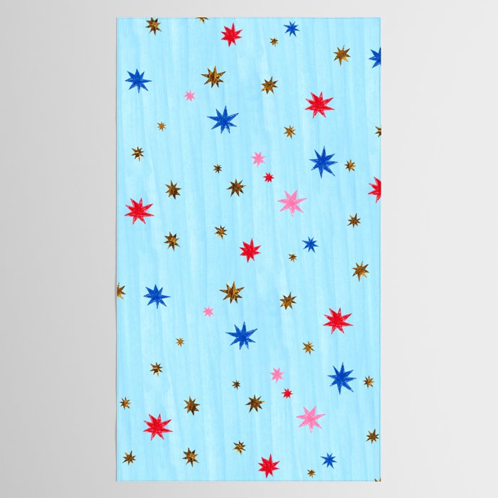 Celestial Star Twinkle in Sky Blue Watercolor Tablecloth Gallery Image 2