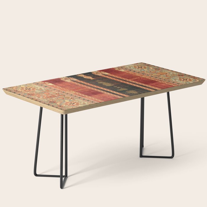 16th Century Carpet with Triple-Arch Design Turkish Print Coffee Table Gallery Image 1