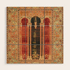 16th Century Carpet with Triple-Arch Design Turkish Print Wood Wall Art Gallery Image 1