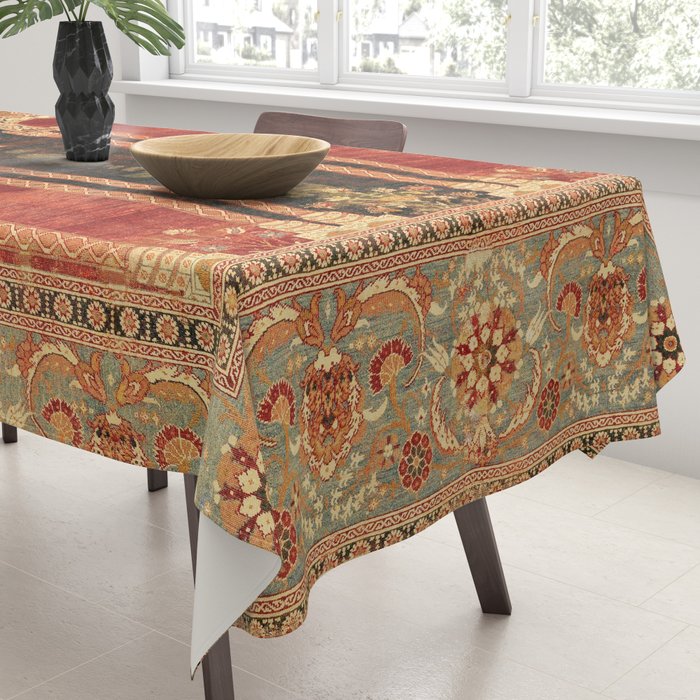 16th Century Carpet with Triple-Arch Design Turkish Print Tablecloth Gallery Image 3
