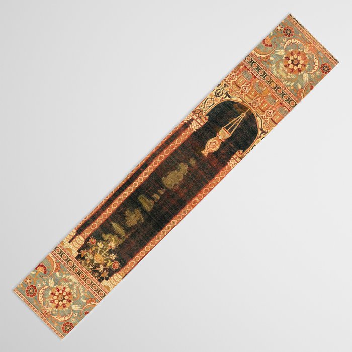 16th Century Carpet with Triple-Arch Design Turkish Print Table Runner Gallery Image 3