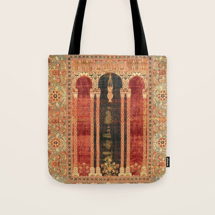 16th Century Carpet with Triple-Arch Design Turkish Print Tote Bag Gallery Image 1
