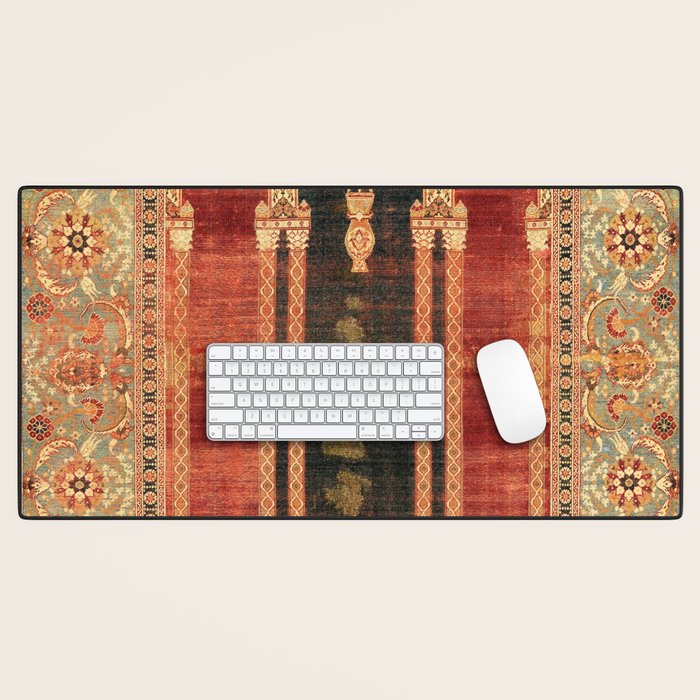 16th Century Carpet with Triple-Arch Design Turkish Print Desk Mat Gallery Image 1