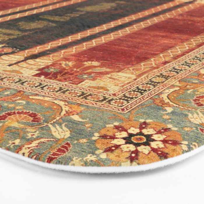 16th Century Carpet with Triple-Arch Design Turkish Print Bath Mat Gallery Image 3