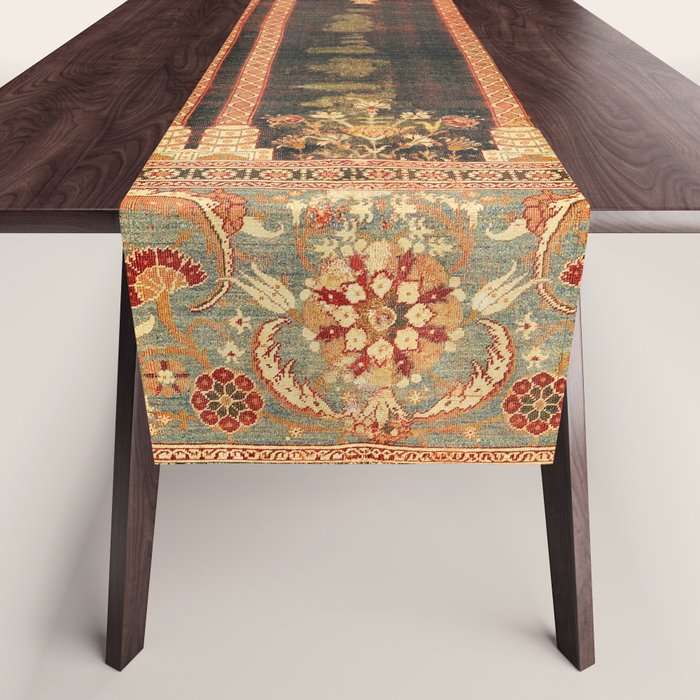 16th Century Carpet with Triple-Arch Design Turkish Print Table Runner Gallery Image 1