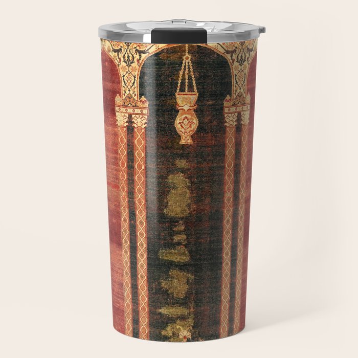 16th Century Carpet with Triple-Arch Design Turkish Print Travel Mug Gallery Image 1