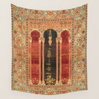 16th Century Carpet with Triple-Arch Design Turkish Print Wall Tapestry Gallery Image 4