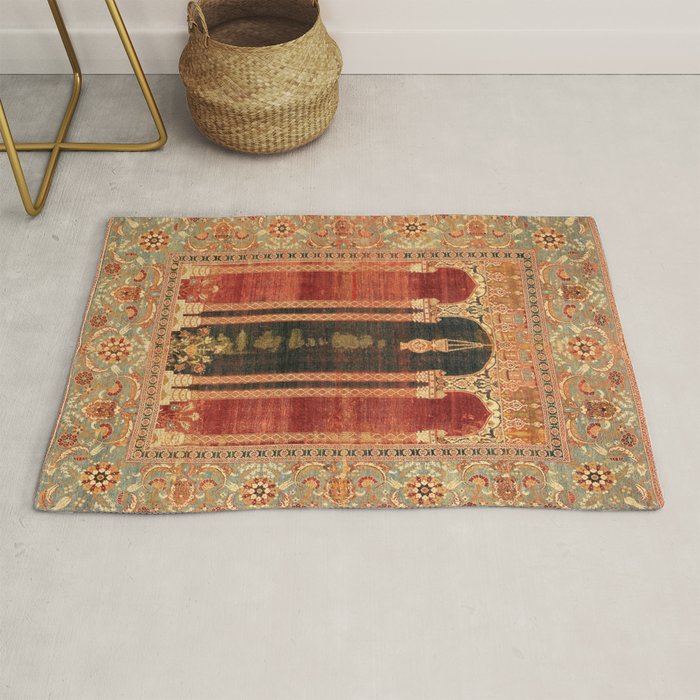 16th Century Carpet with Triple-Arch Design Turkish Print Rug Gallery Image 1