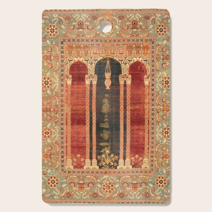 16th Century Carpet with Triple-Arch Design Turkish Print Cutting Board Gallery Image 1