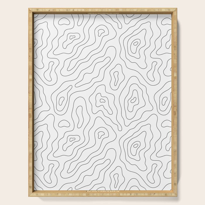 Abstract topography map line art pattern Serving Tray Gallery Image 1