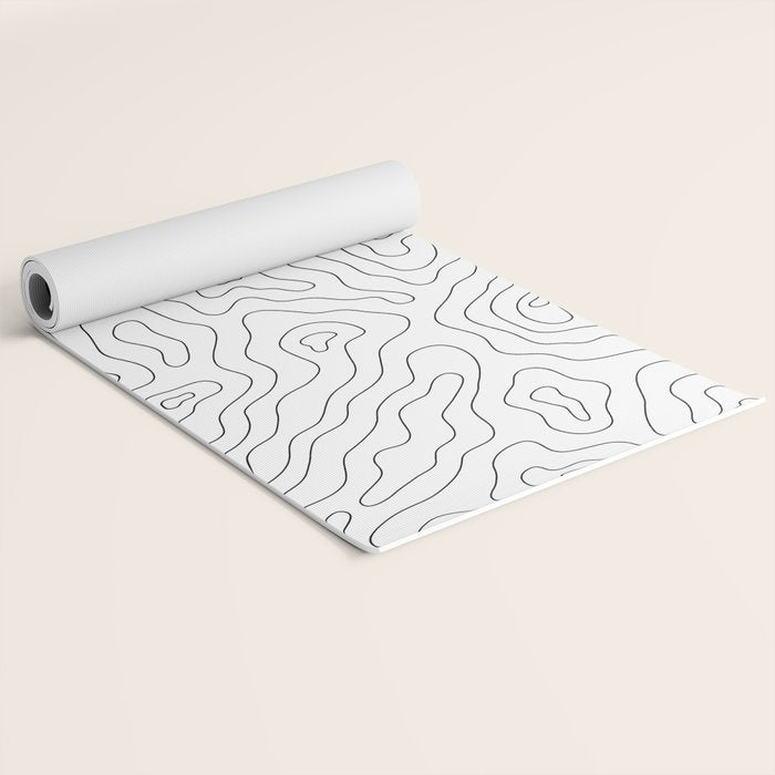 Abstract topography map line art pattern Yoga Mat Gallery Image 2