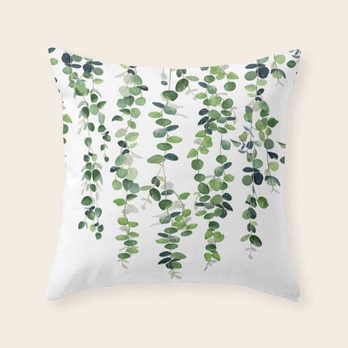 Eucalyptus Garland  Throw Pillow Gallery Image 6