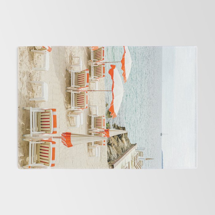 Southern France Beach Photography, Retro Beach Umbrellas, Monaco Beach Pastel Photography, Cote d'Azur France, French Riviera Print Rug Gallery Image 2