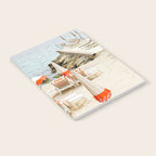 Southern France Beach Photography, Retro Beach Umbrellas, Monaco Beach Pastel Photography, Cote d'Azur France, French Riviera Print Notebook Gallery Image 2