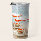 Southern France Beach Photography, Retro Beach Umbrellas, Monaco Beach Pastel Photography, Cote d'Azur France, French Riviera Print Travel Mug Gallery Image 3