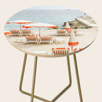 Southern France Beach Photography, Retro Beach Umbrellas, Monaco Beach Pastel Photography, Cote d'Azur France, French Riviera Print Side Table Gallery Image 2