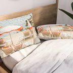 Southern France Beach Photography, Retro Beach Umbrellas, Monaco Beach Pastel Photography, Cote d'Azur France, French Riviera Print Pillow Sham Gallery Image 2