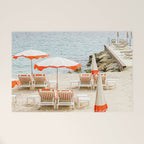 Southern France Beach Photography, Retro Beach Umbrellas, Monaco Beach Pastel Photography, Cote d'Azur France, French Riviera Print Welcome Mat Gallery Image 1