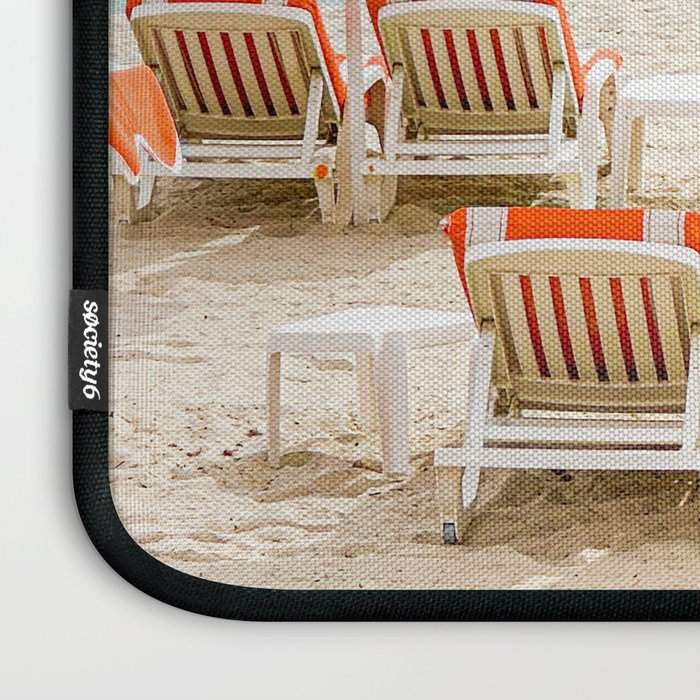 Southern France Beach Photography, Retro Beach Umbrellas, Monaco Beach Pastel Photography, Cote d'Azur France, French Riviera Print Laptop Sleeve Gallery Image 3