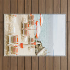 Southern France Beach Photography, Retro Beach Umbrellas, Monaco Beach Pastel Photography, Cote d'Azur France, French Riviera Print Outdoor Rug Gallery Image 1