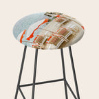 Southern France Beach Photography, Retro Beach Umbrellas, Monaco Beach Pastel Photography, Cote d'Azur France, French Riviera Print Stool Gallery Image 2