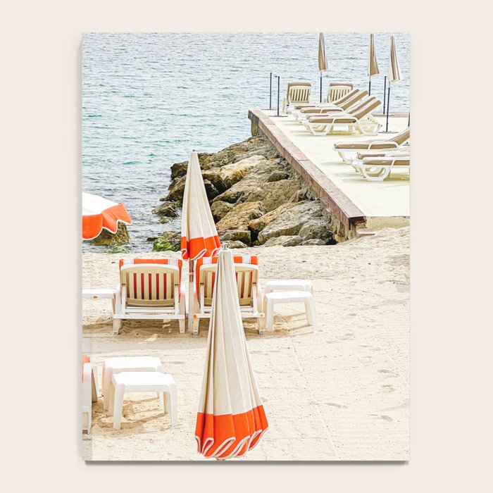 Southern France Beach Photography, Retro Beach Umbrellas, Monaco Beach Pastel Photography, Cote d'Azur France, French Riviera Print Notebook Gallery Image 4
