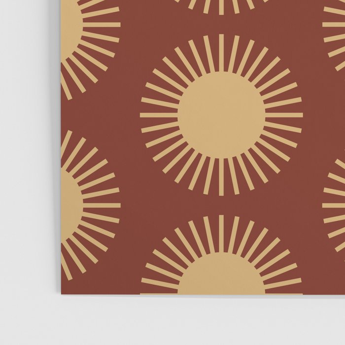 Boho Summer Sun Pattern III Brick Red Poster Gallery Image 3