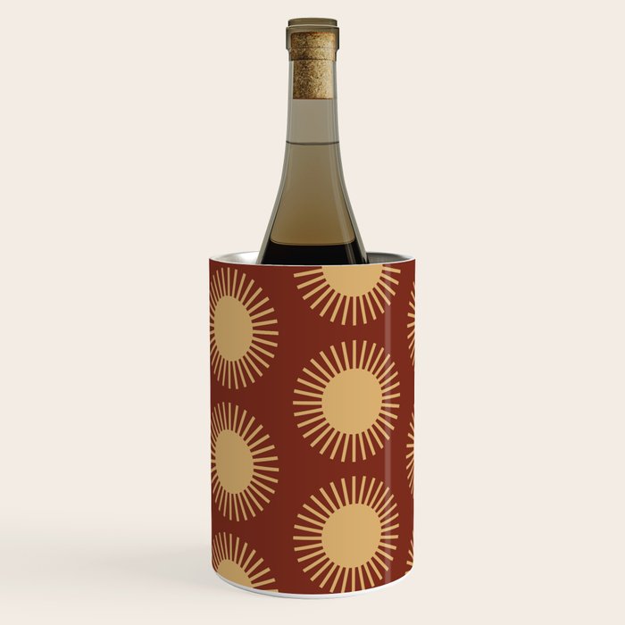 Boho Summer Sun Pattern III Brick Red Wine Chiller Gallery Image 2
