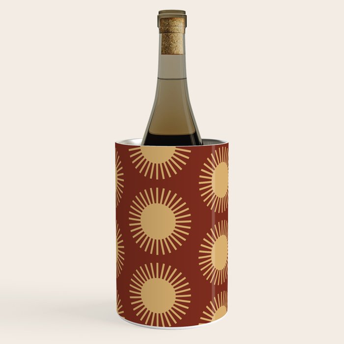 Boho Summer Sun Pattern III Brick Red Wine Chiller Gallery Image 3