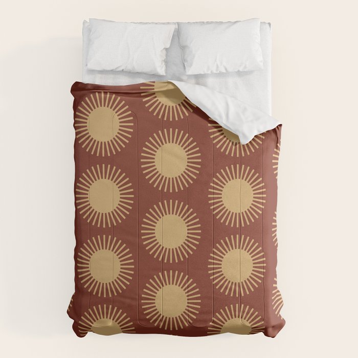 Boho Summer Sun Pattern III Brick Red Comforter Gallery Image 1