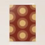 Boho Summer Sun Pattern III Brick Red Stationery Card Gallery Image 2