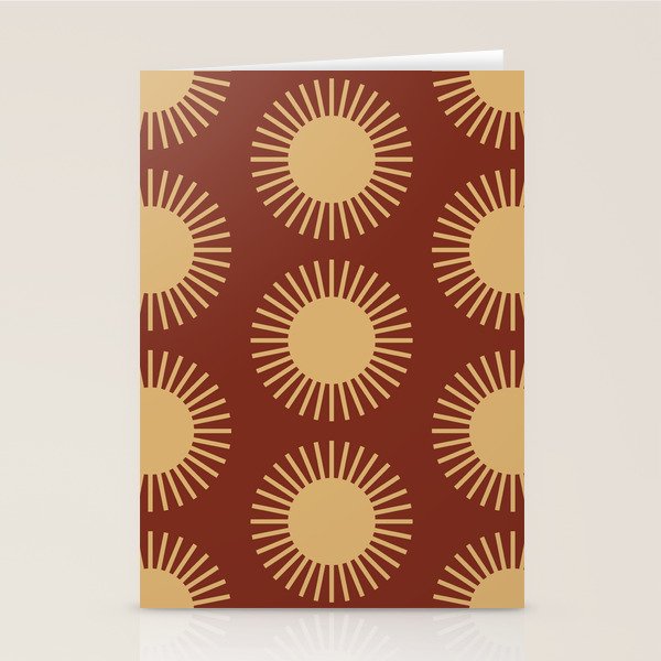 Boho Summer Sun Pattern III Brick Red Stationery Card Gallery Image 2