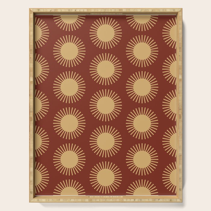 Boho Summer Sun Pattern III Brick Red Serving Tray Gallery Image 1