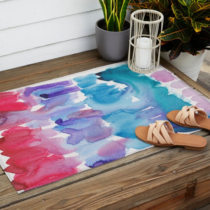 15  Watercolor November 2021 211130 Painting Valourine Original Design Color Bright Modern Contemporary  Outdoor Rug Gallery Image 2